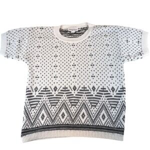Vintage Carriage Court Knit Sweater Short Sleeve Aztec Women's Small Made in USA